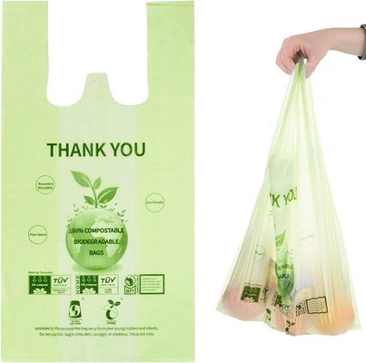 Gepersonaliseerde milieuvriendelijke groothandel maïszetmeel biologisch afbreekbaar winkelen composteerbaar T-shirt plastic zakken