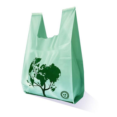 Gepersonaliseerde milieuvriendelijke groothandel maïszetmeel biologisch afbreekbaar winkelen composteerbaar T-shirt plastic zakken