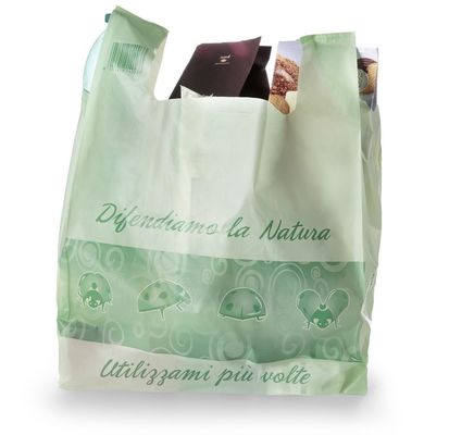 Gepersonaliseerde milieuvriendelijke composteerbare PLA biologisch plastic maïsstysel biologisch afbreekbaar T-shirt winkeltas