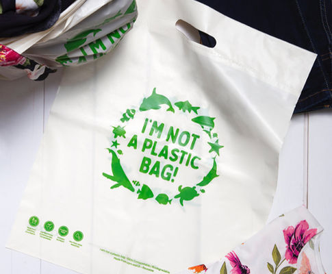 Gepersonaliseerde milieuvriendelijke composteerbare PLA biologisch plastic maïsstysel biologisch afbreekbaar T-shirt winkeltas