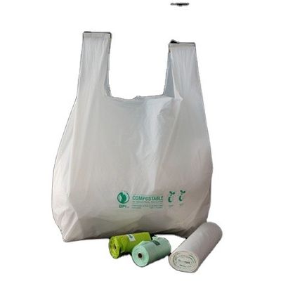 100% biologisch afbreekbaar plastic composteerbaar T-shirt zak winkeltas voor supermarkt