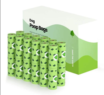 Groothandel Polyester Biologisch afbreekbaar Compostabel Dispenser Puppy afvalzak Honden poep zakken met certificaat
