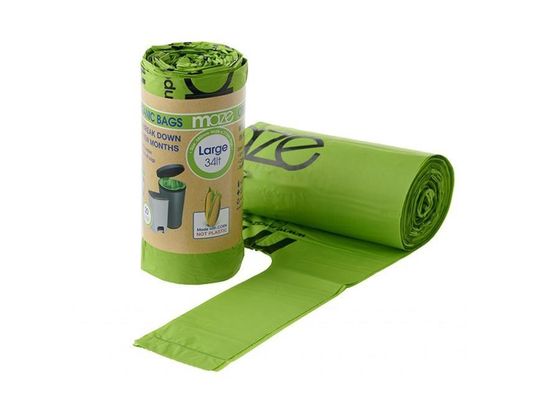 Afval composteerbare plastic vuilniszakken 13 liter groen wit plastic