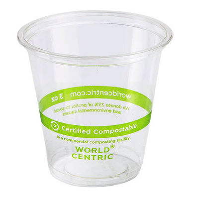 Watercompostabele, biologisch afbreekbare PLA-bekers, doorzichtig kunststof